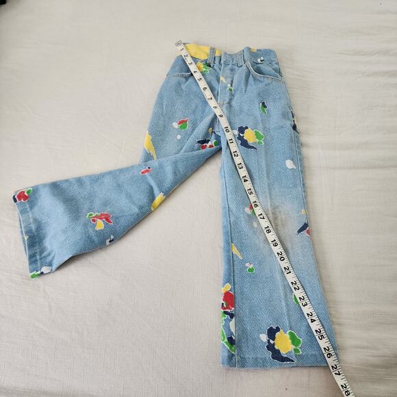 Vintage 70s Healthtex Abstract Floral Flared Pants 5t - Picture 5 of 8